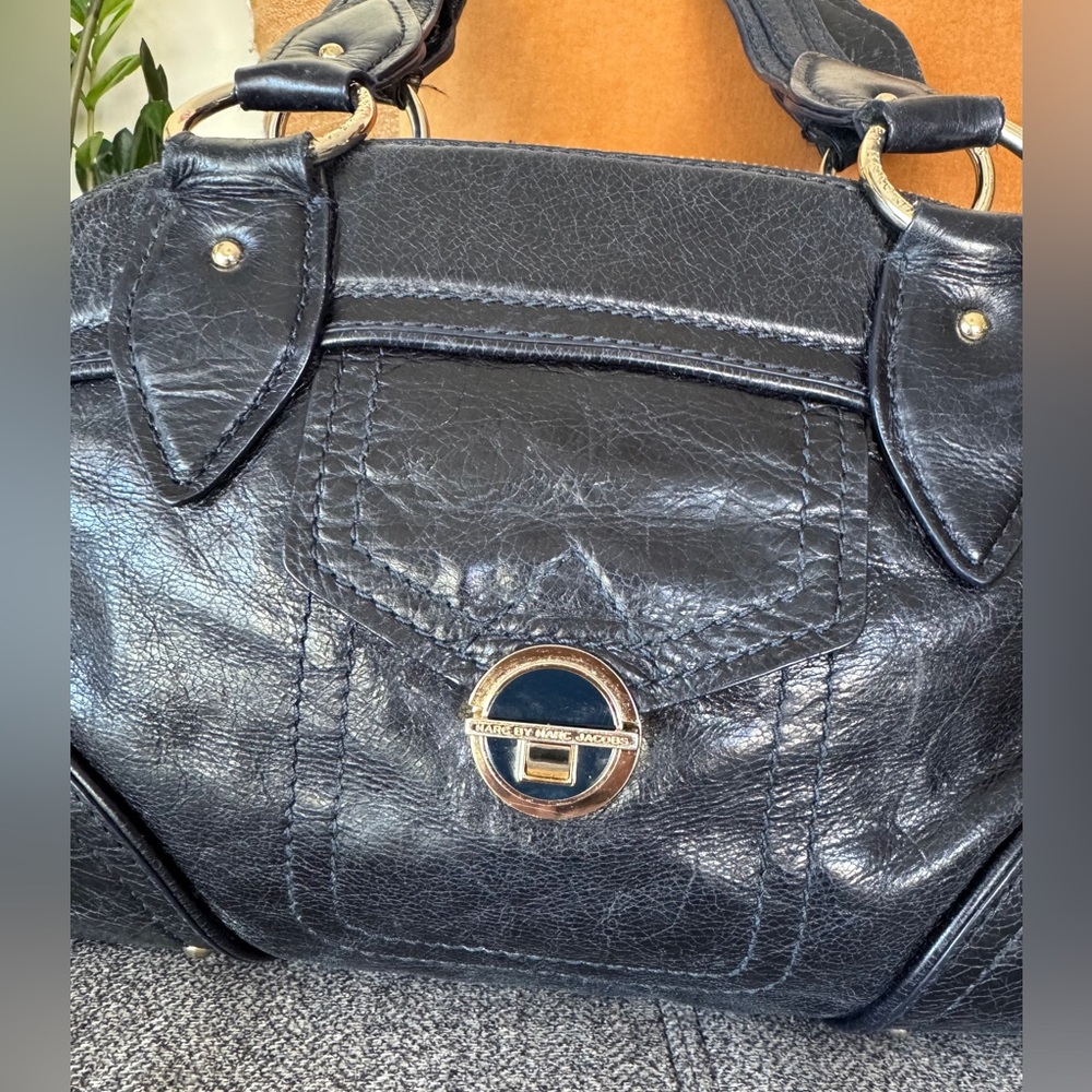 Marc by Marc Jacobs Dark Blue Leather Large Satchel with Silver/gold Hardware - Picture 6 of 15